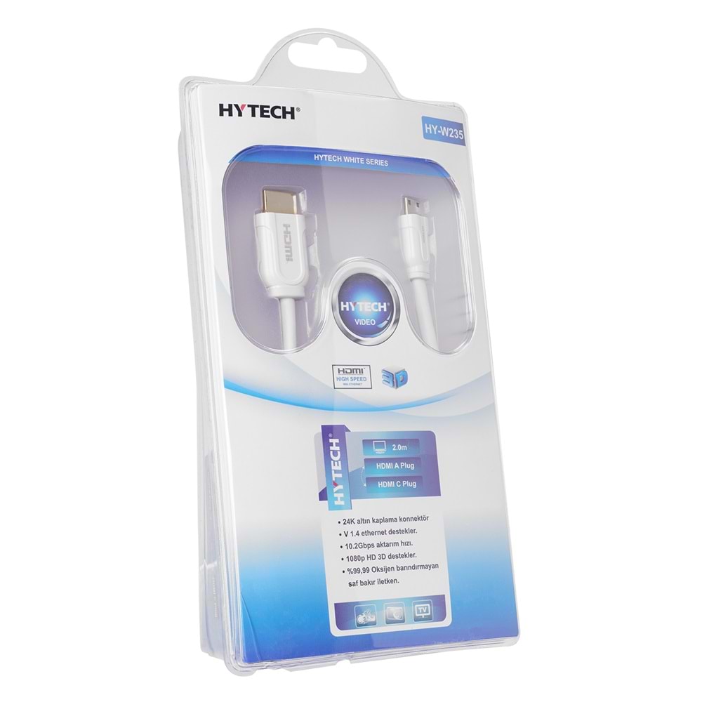 Hytech HY-W235 Mini HDMI to Mini HDMI 2m Altın Uçlu v1.4 3D Kablo