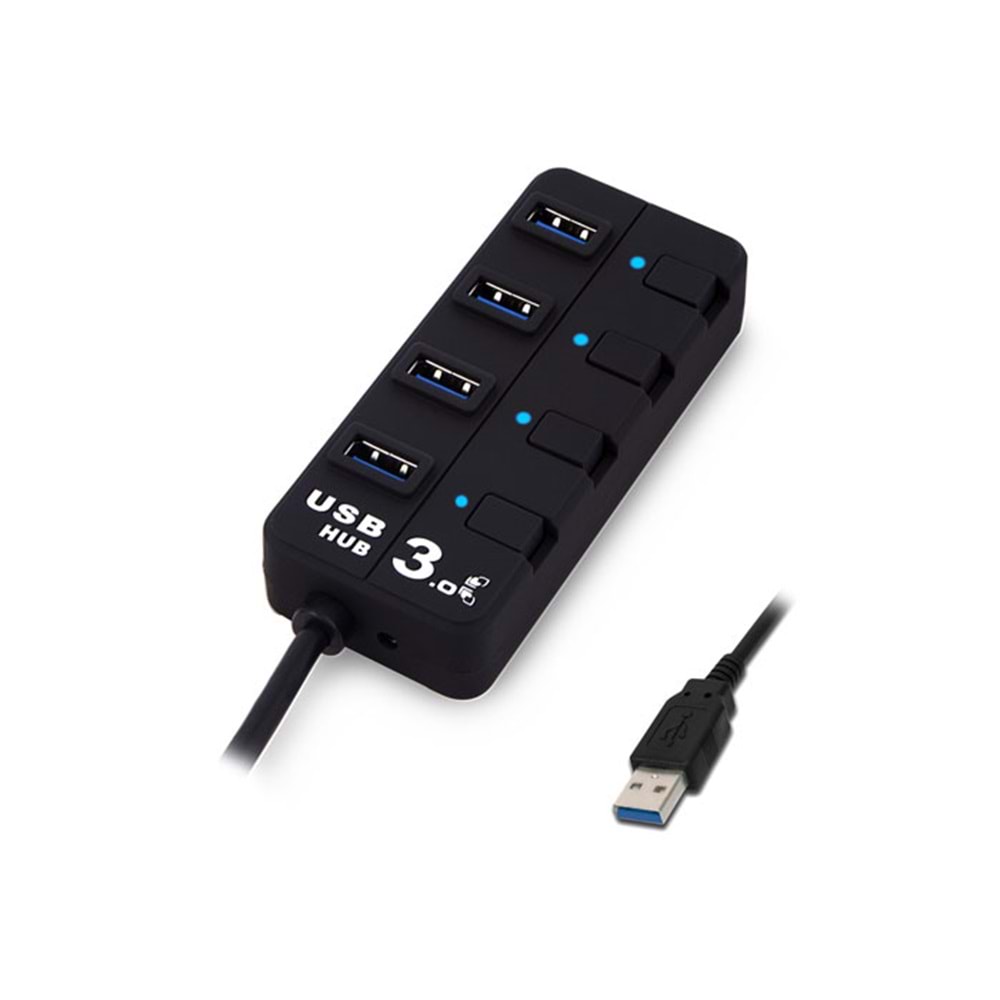 S-link SL-U307B 4 Port USB 3.0 Açma Kapama Düğmeli Siyah USB Hub