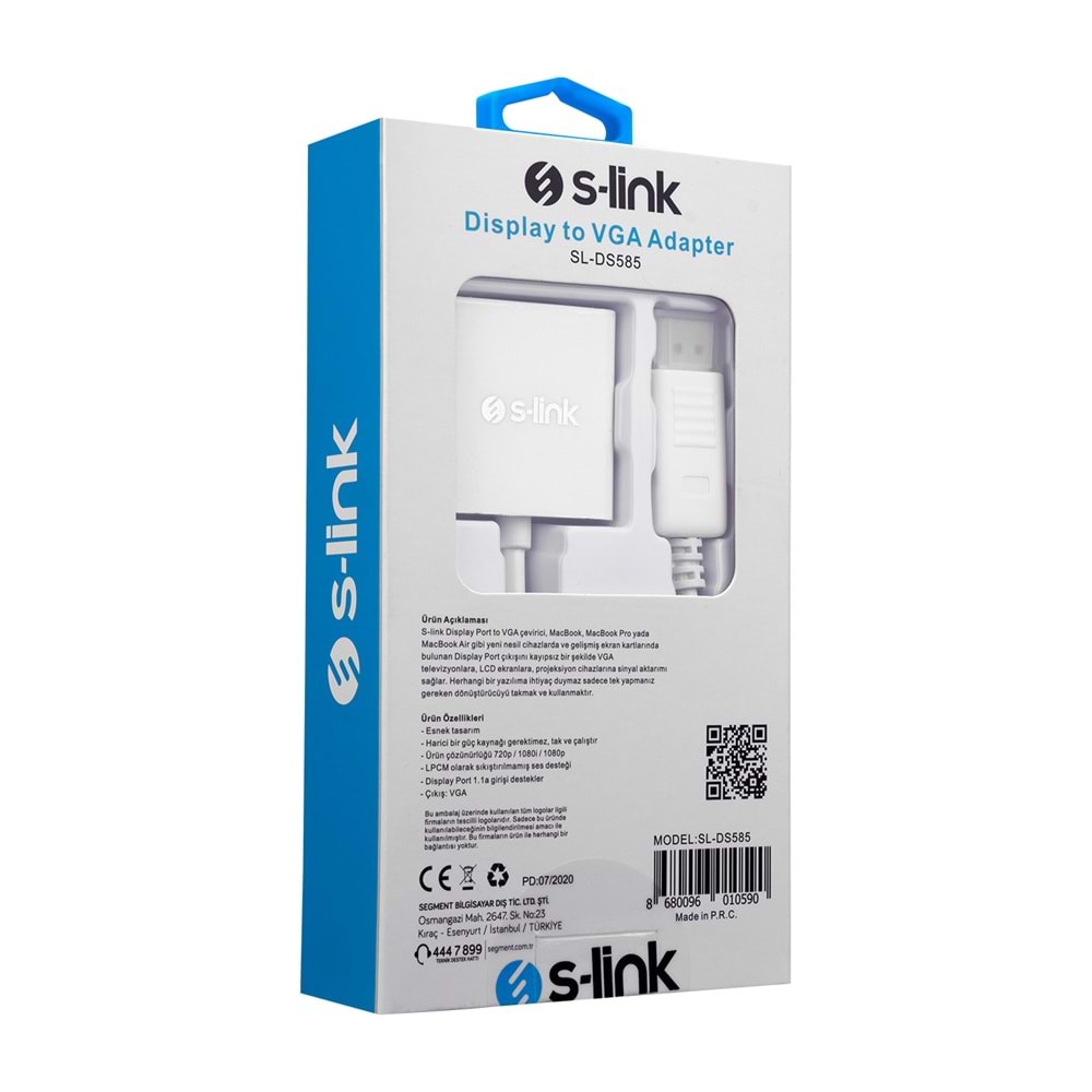 S-link SL-DS585 DisplayPort to VGA 10cm Görüntü Dönüştürücü Adaptör