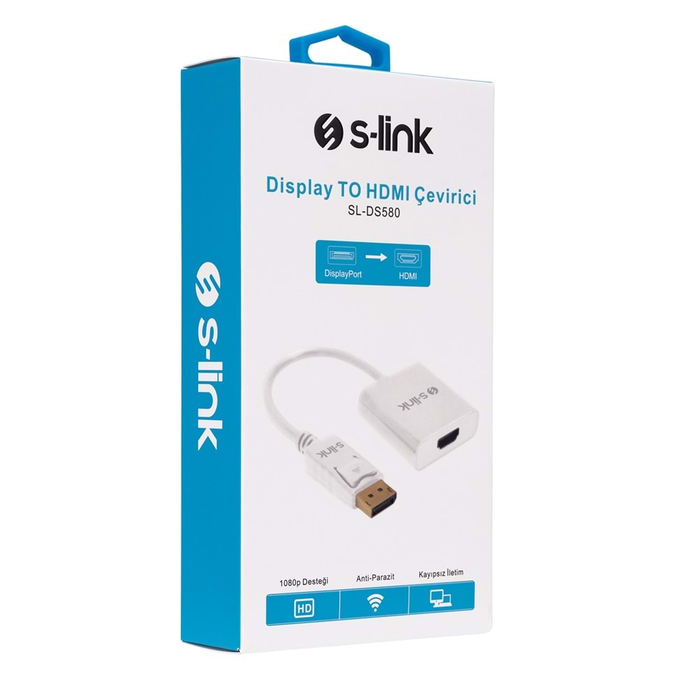 S-link SL-DS580 DisplayPort to HDMI 10cm Görüntü Dönüştürücü Adaptör