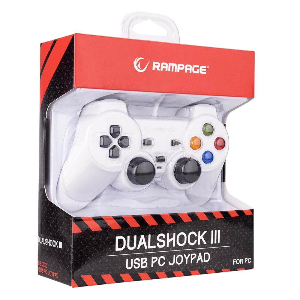 Rampage SG-302B PS3/PC Beyaz USB 1.8m Joypad