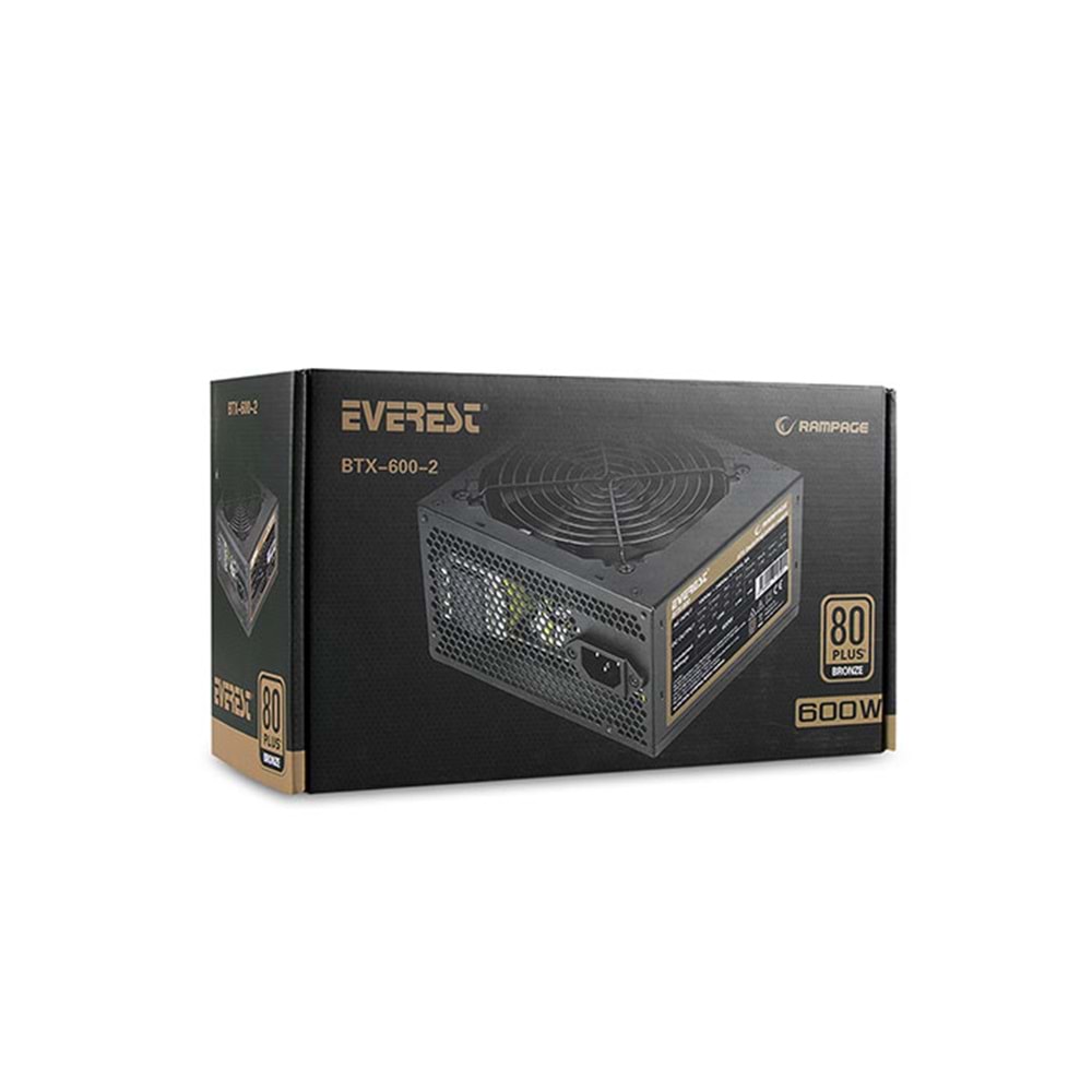 Everest BTX-600-2 600W 80 Plus Bronze Aktif PFC Gaming Power Supply Outlet