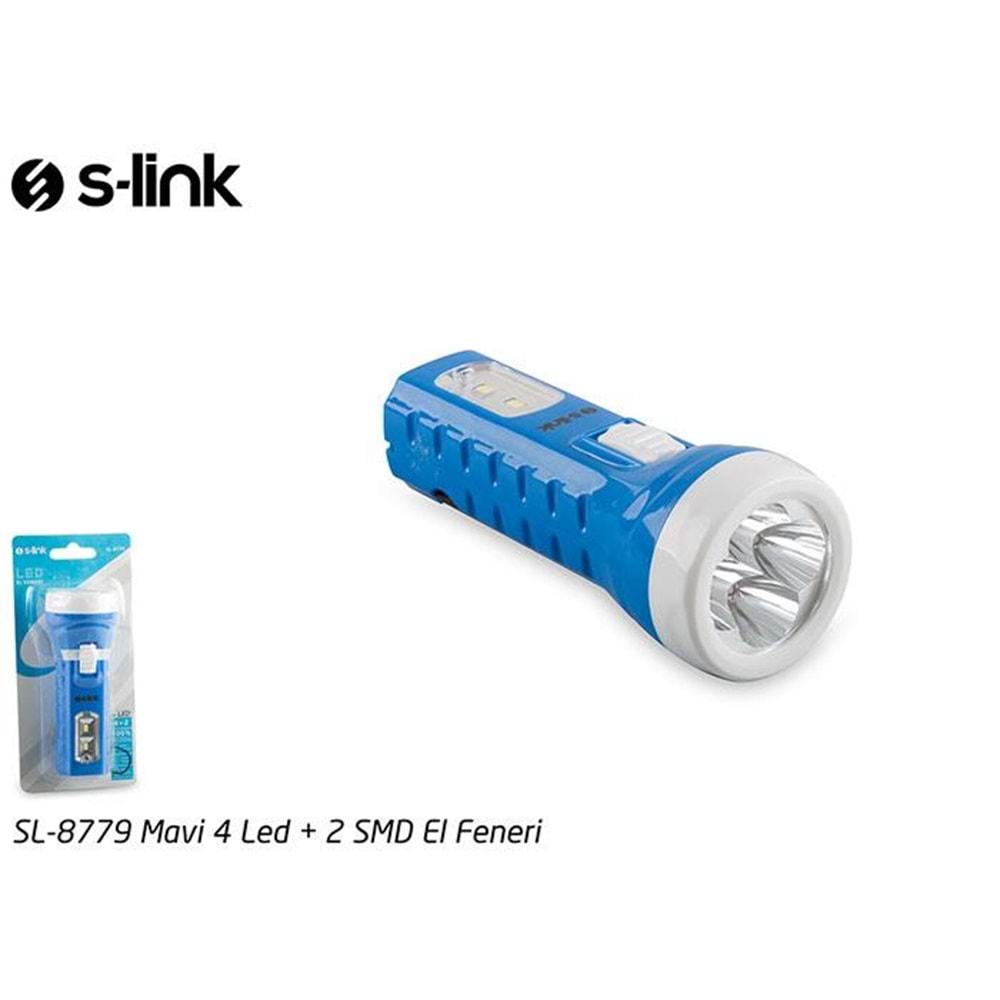 S-link SL-8779 Mavi 4 Led + 2 SMD El Feneri