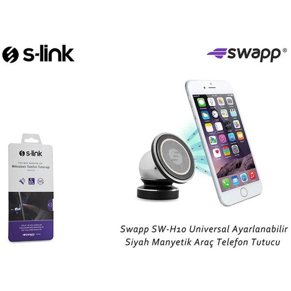 S-link Swapp SW-H10 Universal Ayarlanabilir Siyah Manyetik Araç Telefon Tutucu