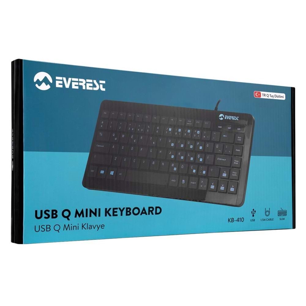 Everest KB-410 Siyah USB Türkçe Q Mini Klavye