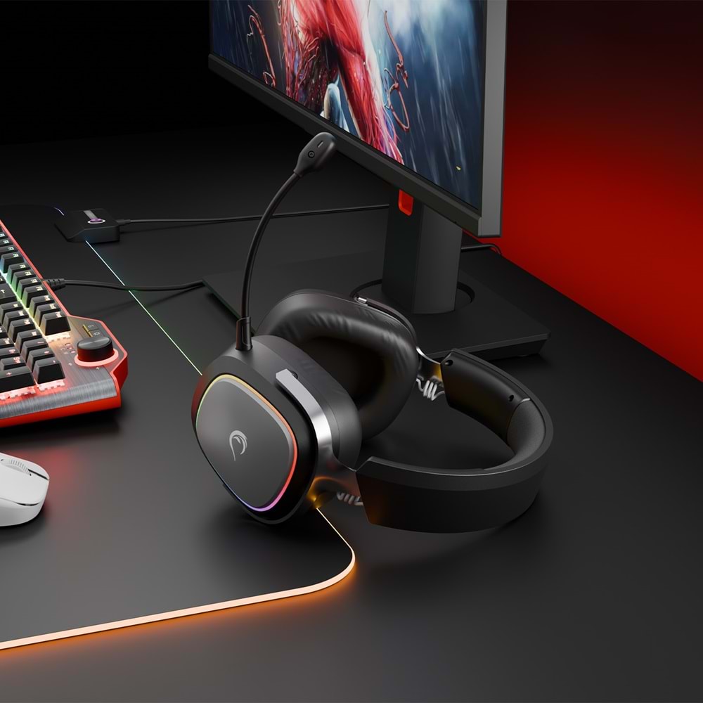 Rampage RETSU Siyah Kablosuz Bluetooth 2.4G RGB Gaming Oyuncu Kulaklığı