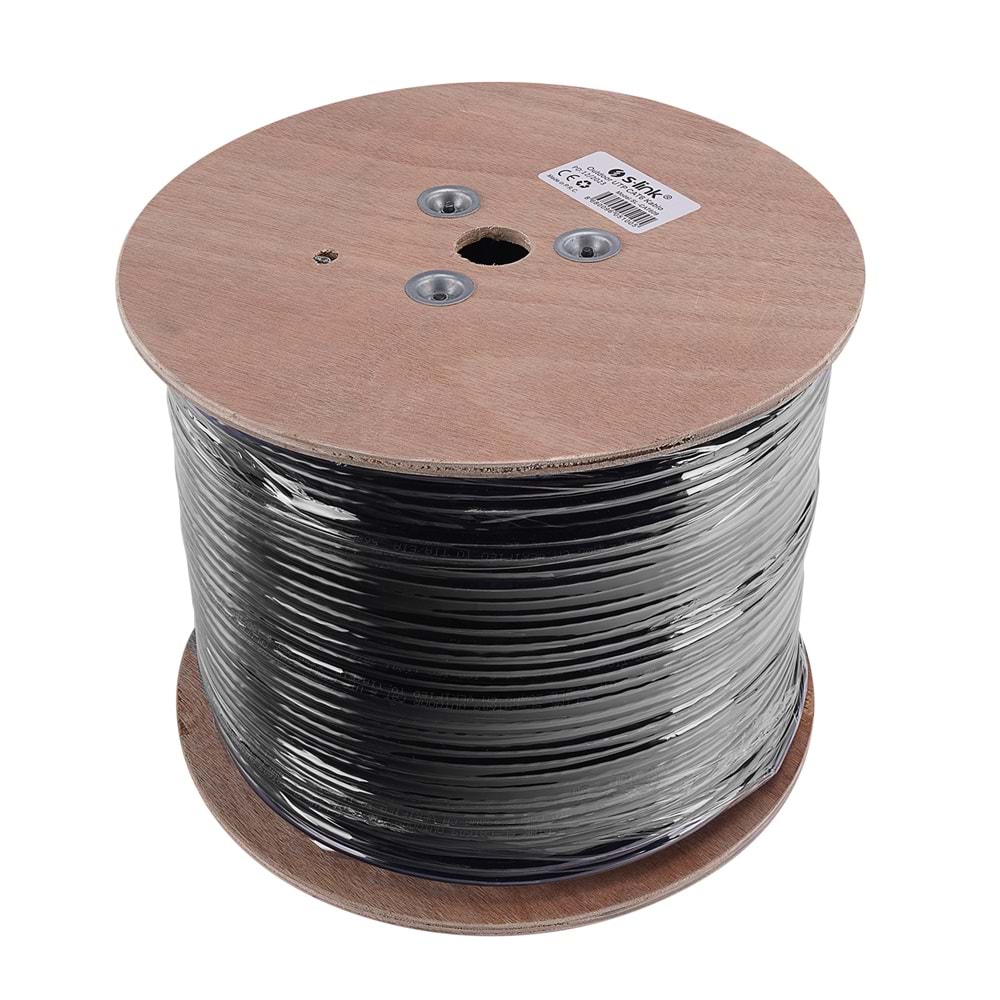 S-link SL-CAT609 305m 23AWG 0.57mm CCA Double Jack GRİ+Siyah CAT6 Kablo
