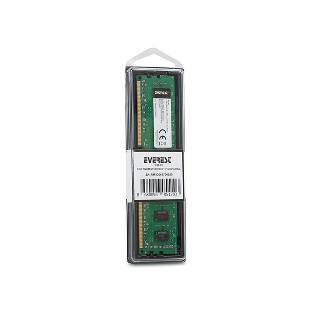 Everest RM-83 8 Gb Masaüstü 1600Mhz DDR3 CL9 16 Çipli RAM