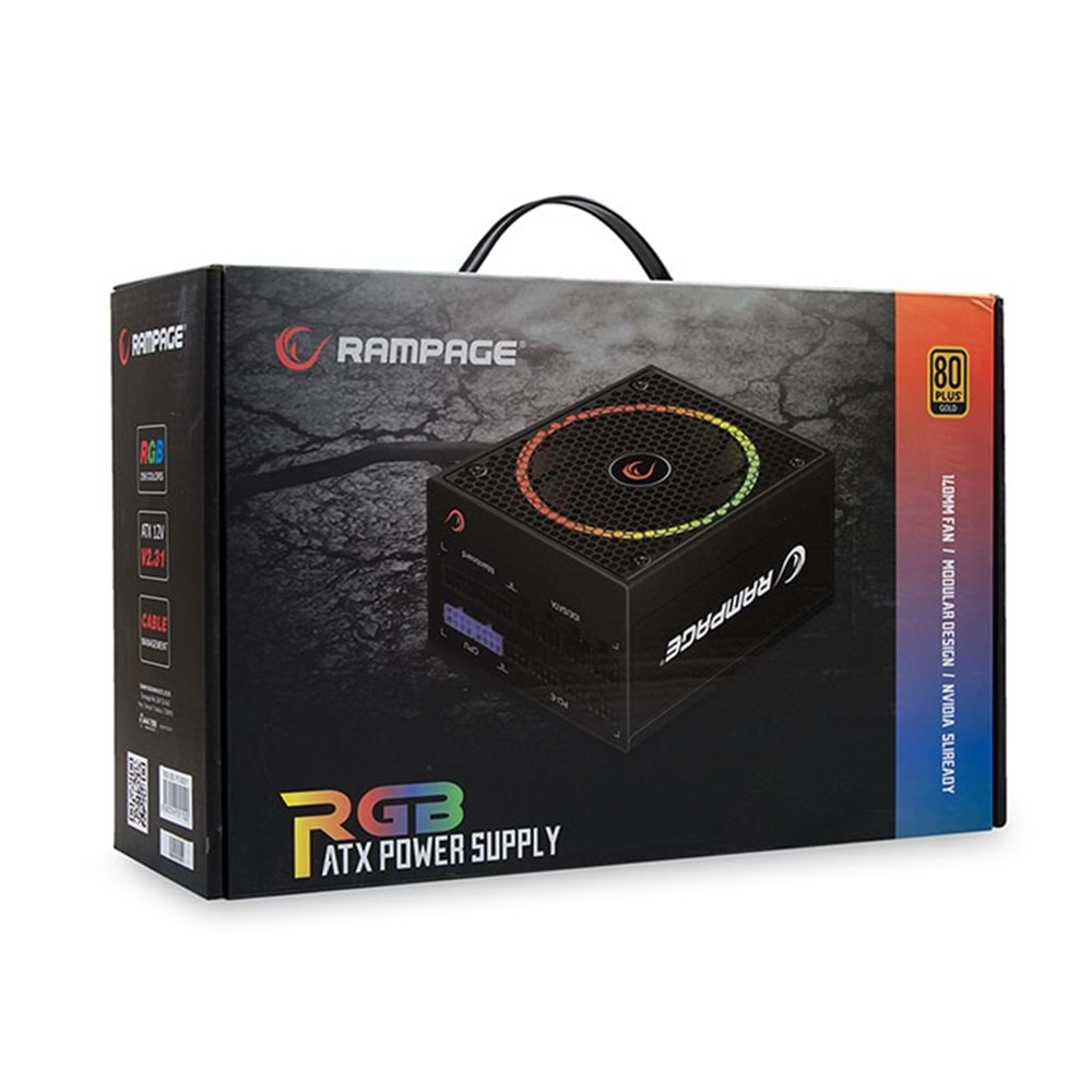 Rampage RGB-550 550W 80 Plus Gold Sertifikalı RGB Ledli Full Moduler Power Supply Outlet
