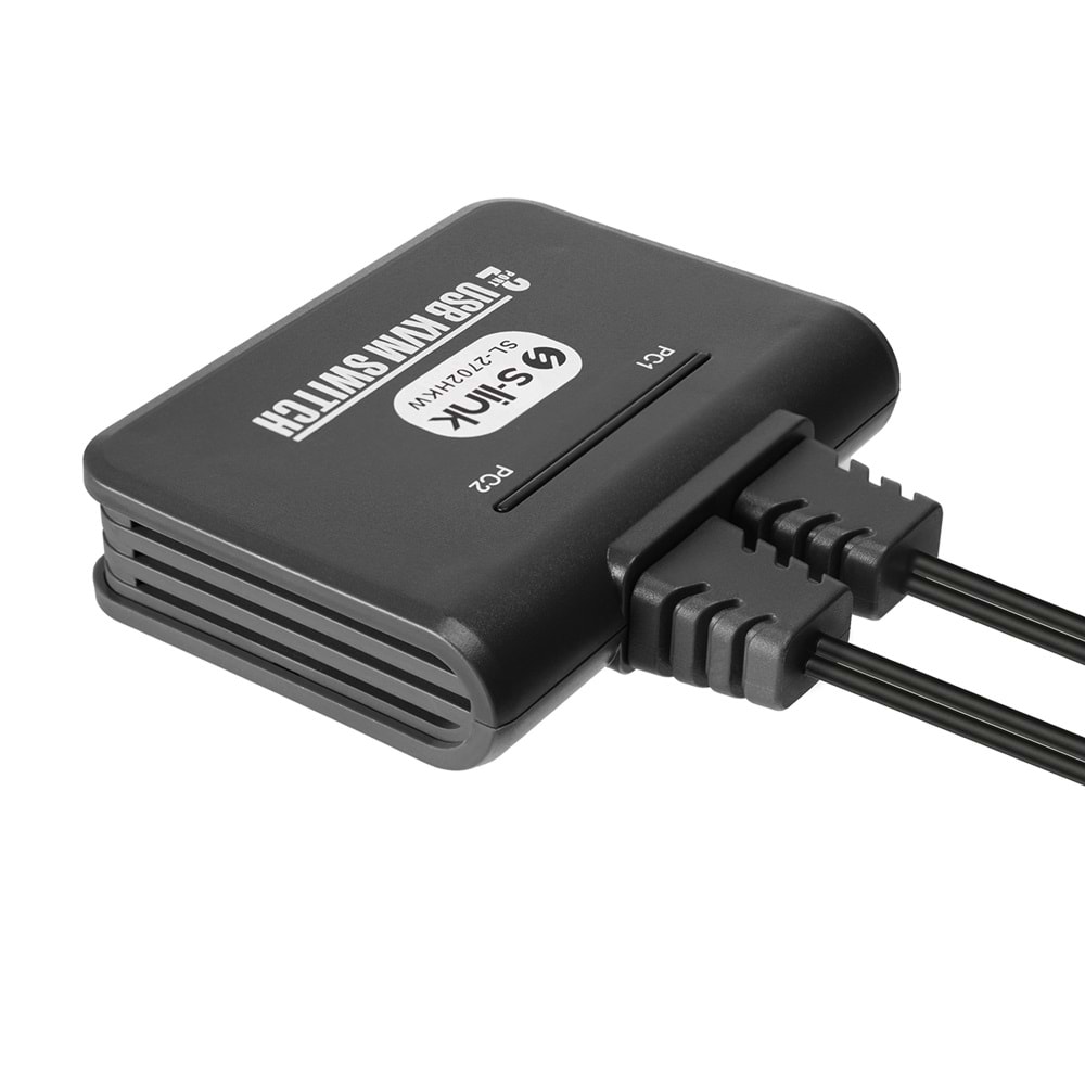 S-Link SL-2702HKW 2 Port HDMI KVM Switch 4K USB Kablolu Otomatik Anahtarlayıcı 1.8 Metre