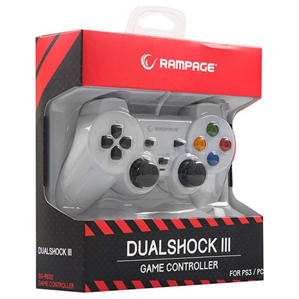 Snopy Rampage SG-R602 PS3/PC Beyaz USB 1.8m Joypad