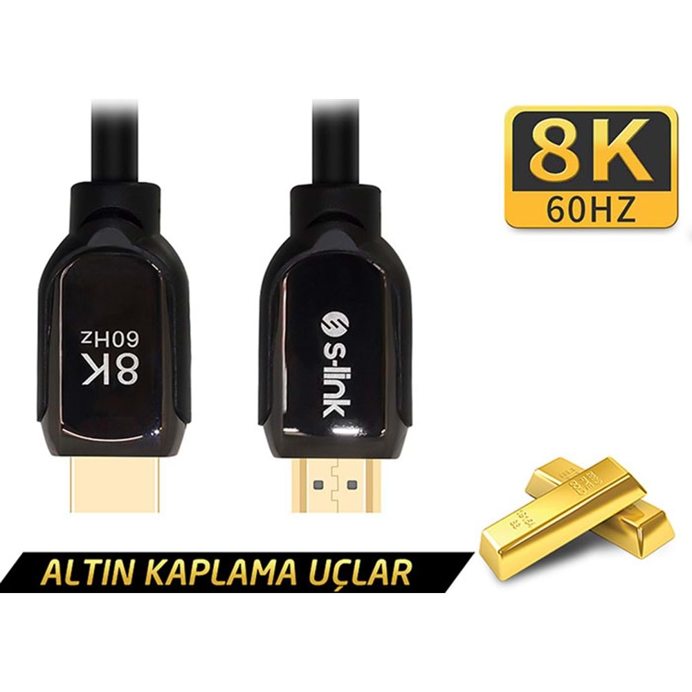 S-link SL-H8K01 1.5 Metre HDMI 2.1 8K Ultra HDR Metal Kılıflı Kablo