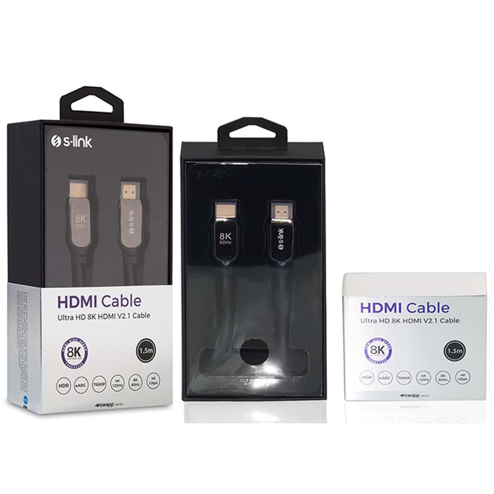 S-link SL-H8K01 1.5 Metre HDMI 2.1 8K Ultra HDR Metal Kılıflı Kablo