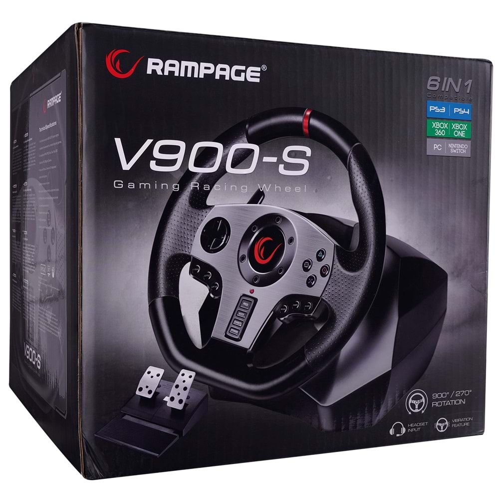 Rampage V900-S PS3/PS4/PC/XBOXONE/XBOX360 SWITCH 6 in 1 Pedallı Gaming Oyuncu Direksiyonu (Outlet)