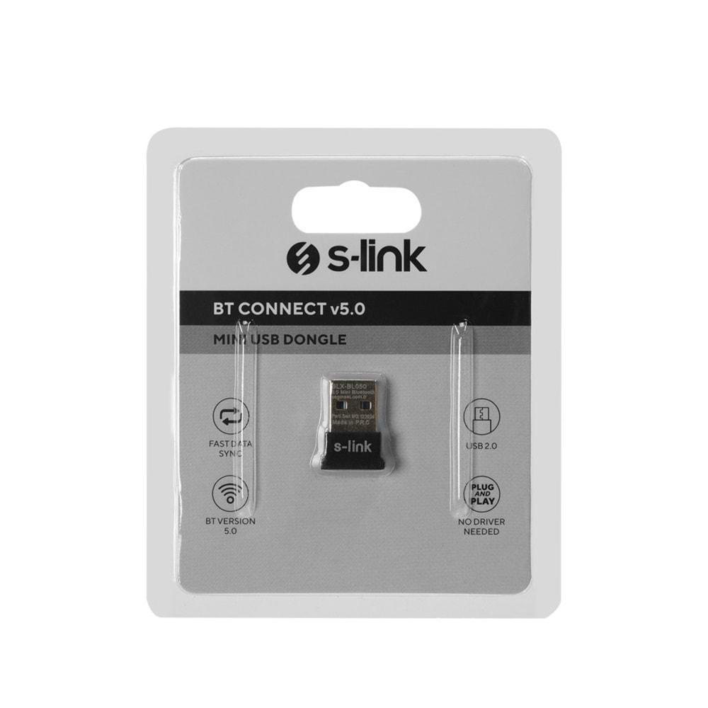 S-link SLX-BL050 Bluetooth 5.0 Alıcı, Mini Dongle Usb Alıcı, Bluetooth 5.0 Adaptör, USB Bluetooth 5.0, Win10 Tak Çalıştır, Çoklu Cihaz Bağlama