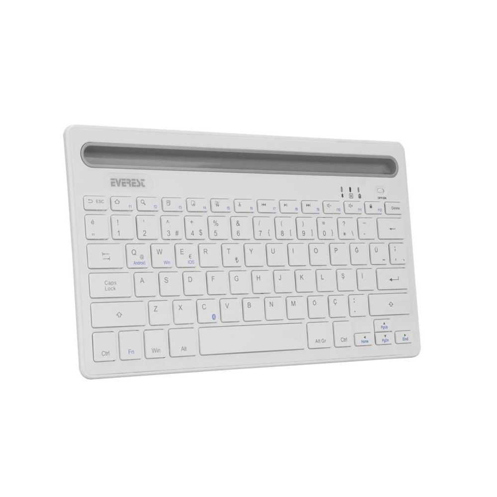 Everest KB-BT82 Beyaz/Gümüş Bluetooth Ultra İnce+Şarjlı Q Mac/Win/Android/Ios Uyumlu Kablosuz klavye OUTLET