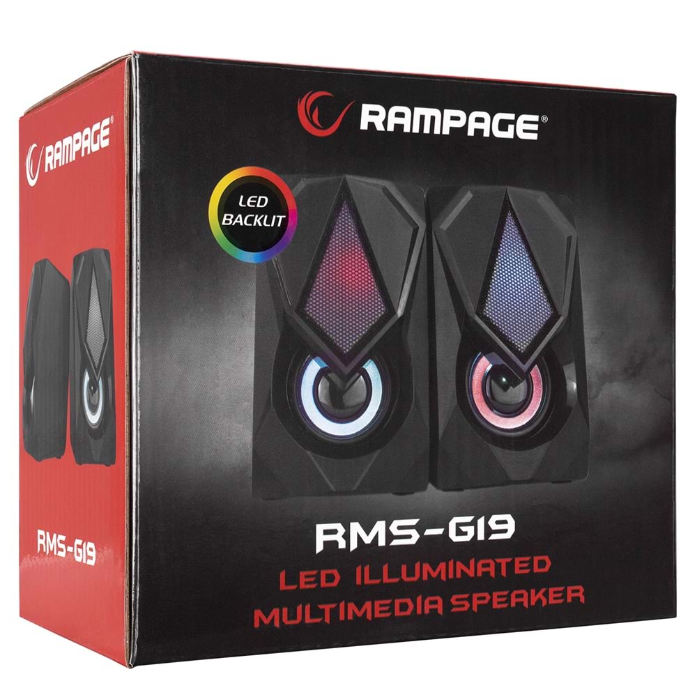 Rampage RMS-G19 2.0 5 Watt Işıklı Siyah Multimedia Speaker(Outlet)