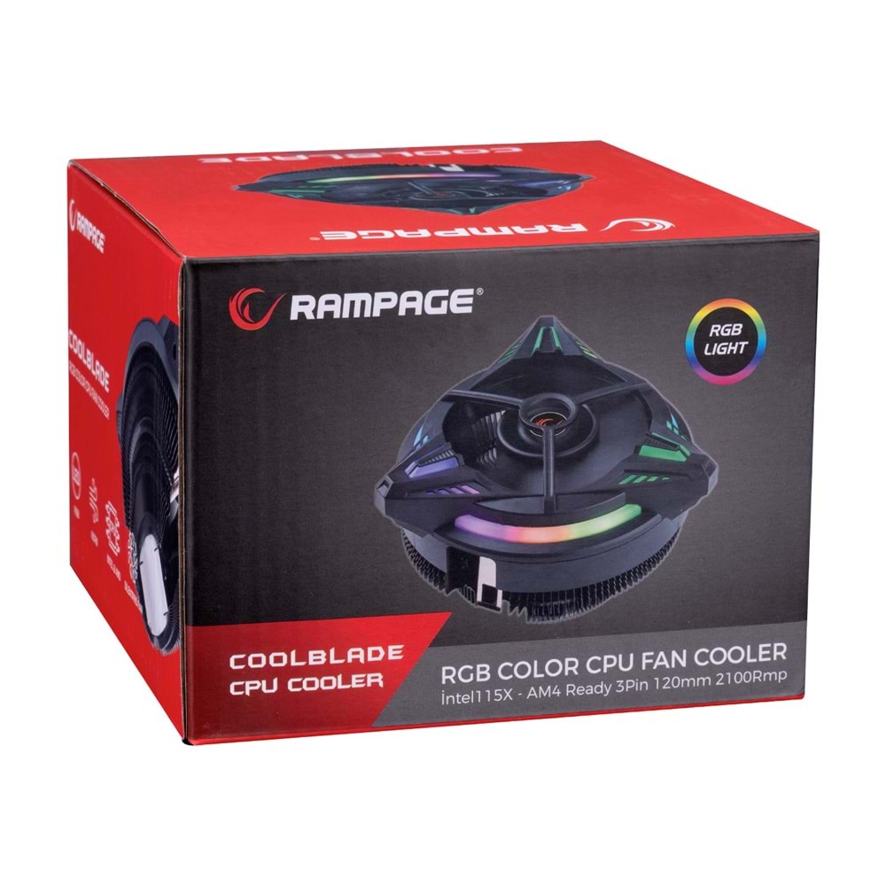 Rampage RM-C03 COOLBLADE 130x130x85mm 2100RPM RGB AMD Intel LGA1700/AM5 Uyumlu Hava Soğutmalı CPU Fan