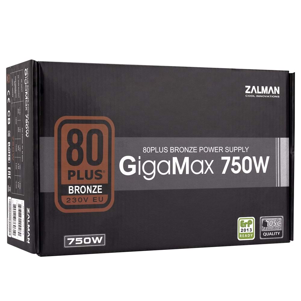 Zalman ZM750-GVII GigaMax 750W 80+ Bronze Power Supply Outlet
