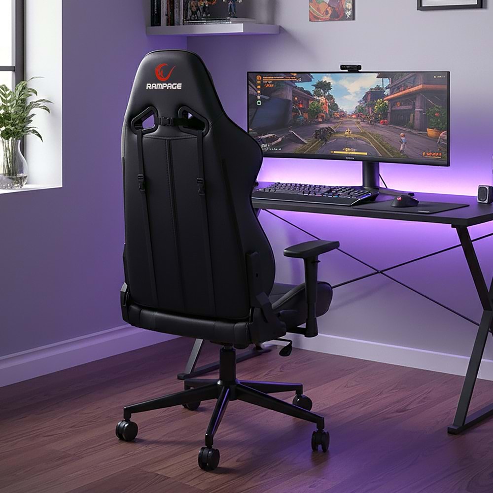 Rampage KL-R56 3D Kol,Tam Dökme Süngerli Siyah/Gri Oyuncu Koltuğu (OUTLET)