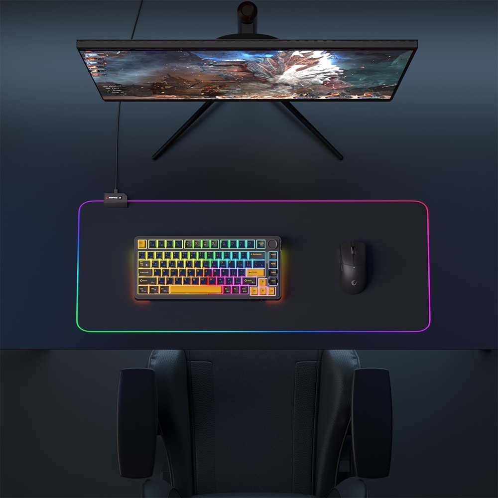 Rampage RGB XL (MP-22) Siyah 300*800*3mm RGB Ledli Gaming Mouse Pad (OUTLET-Kutu hasarlı)