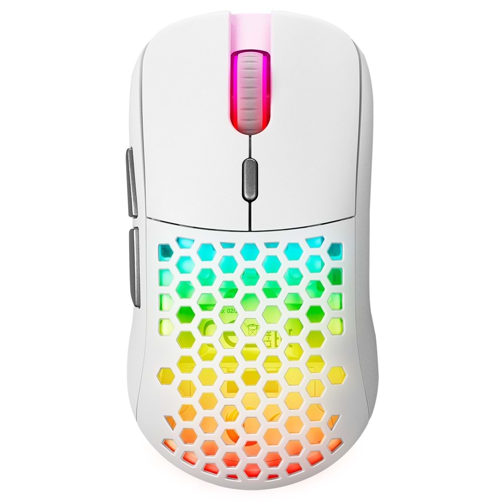 Rampage FURYZ 16000 DPI 1ms 3335 Sensör Kablosuz RGB Gaming Mouse Beyaz
