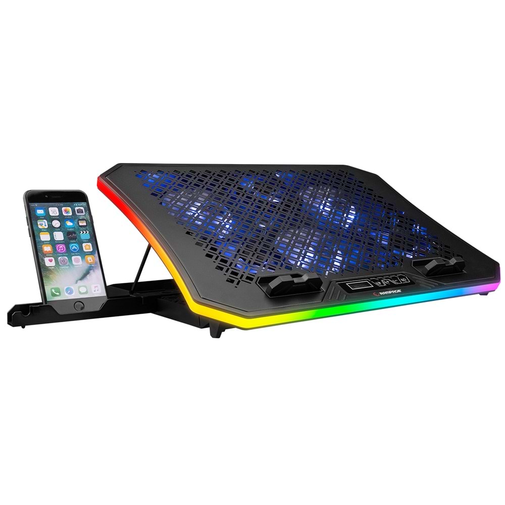 Rampage AD-RC34 METAFOR Siyah 6 Fanlı RGB Işıklı 10-19 Notebook Soğutucu Stand