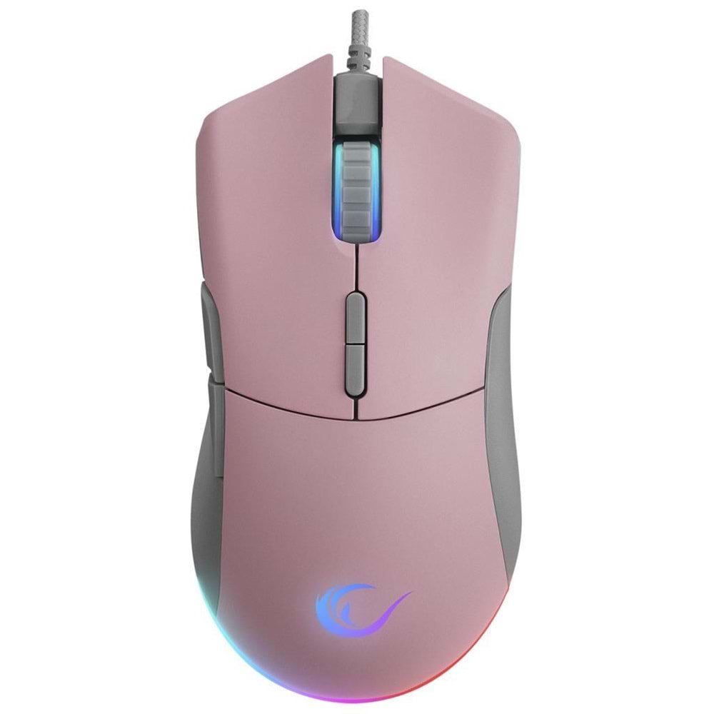Rampage SMX-R21 COMPACT Usb Pembe/Gri RGB Işıklı+Macro 7200dpi / 1000hz Gaming Oyuncu Mouse