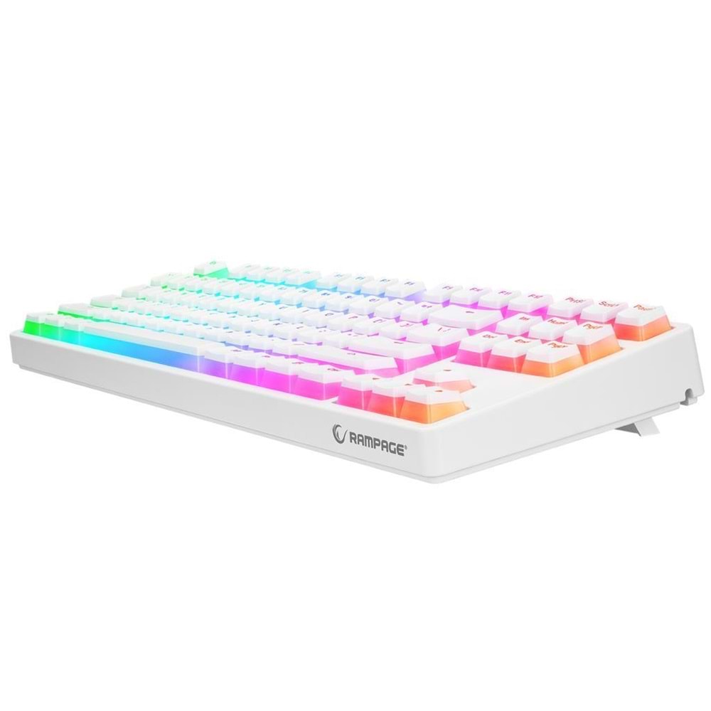 Rampage KB-R136 GHOST Beyaz Type-C Bağlantılı RGB Puding Tuşlu Brown Switch US Gaming Oyuncu Klavye (OUTLET)