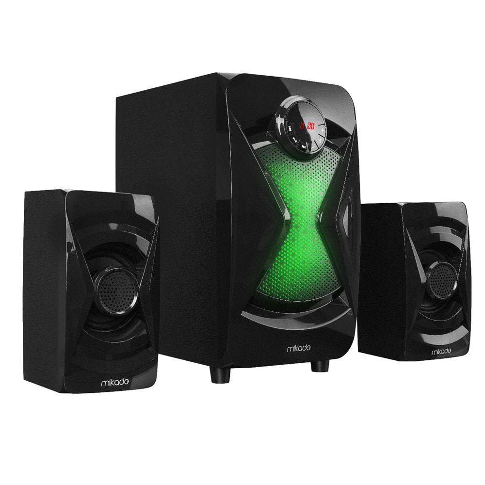 Mikado MD-370BT 2+1 38W Siyah BT/AUX/USB/FM/LED Işıklı Multimedia Speaker Outlet