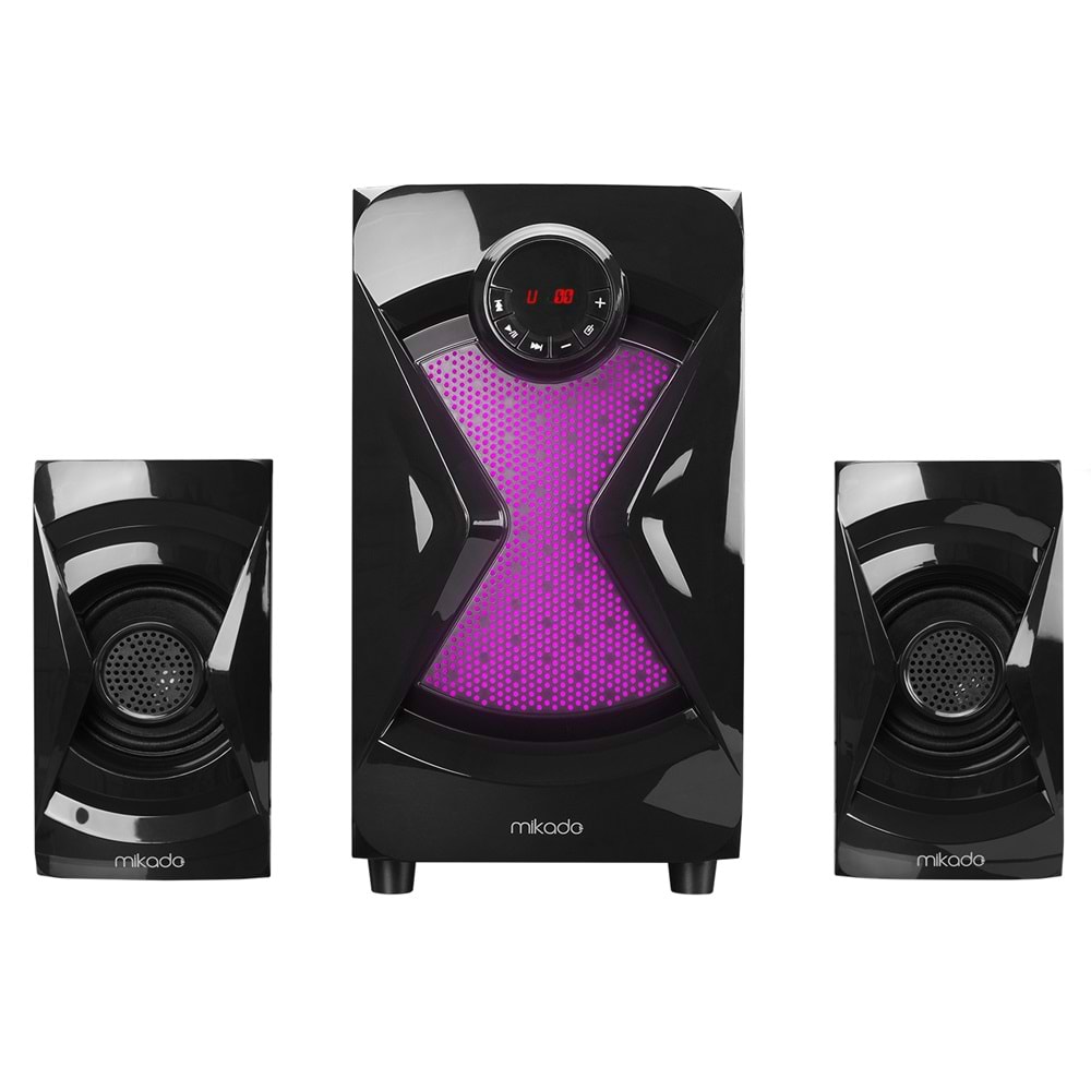 Mikado MD-370BT 2+1 38W Siyah BT/AUX/USB/FM/LED Işıklı Multimedia Speaker Outlet