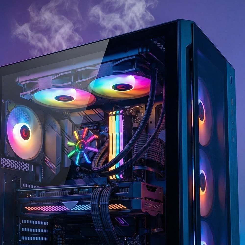 Rampage HELIOS C2 Siyah 240mm Rainbow RGB Sıvı İşlemci Soğutucu AM5 LGA1700