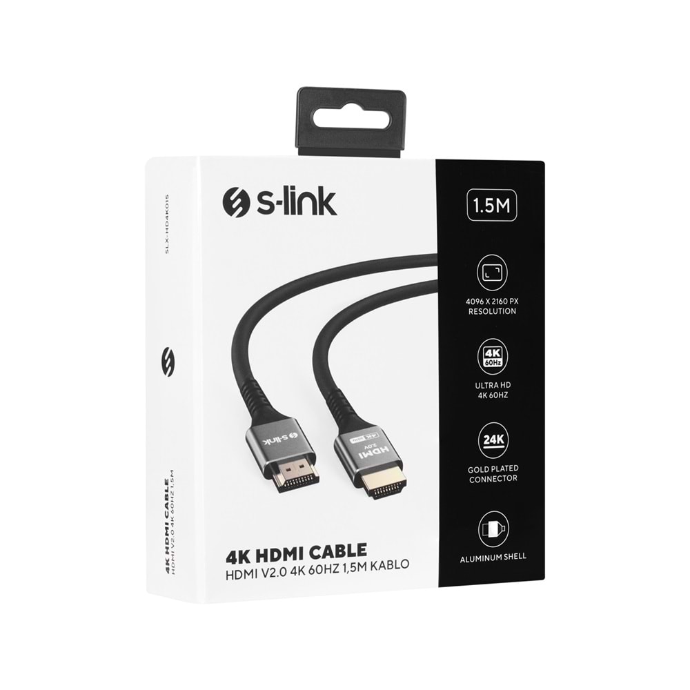 S-link SLX-HD4K015 1.5 Metre HDMI 2.0 4K 60Hz Metal HDMI Kablo