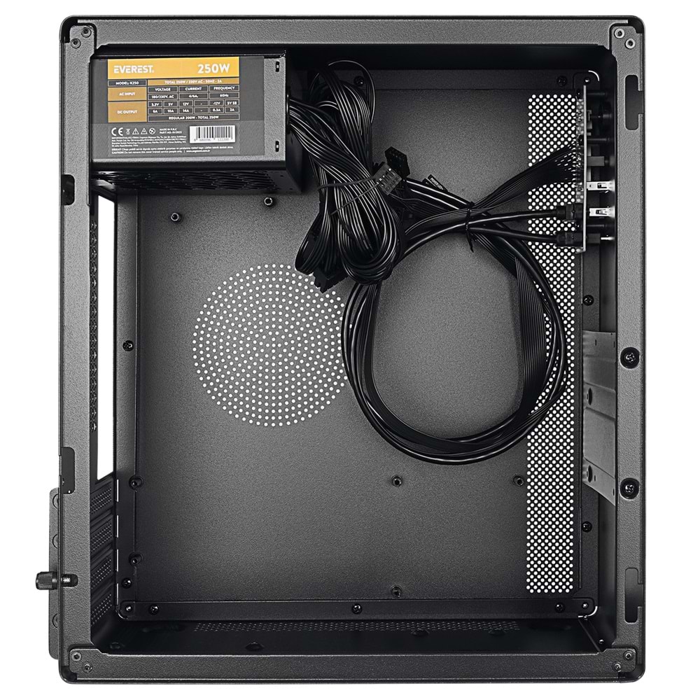 Everest K250 PEAK 250W MICRO PSU Siyah USB3.0+USB2.0+TYPE-C+HD AUDIO Kompakt Mid-T PC Kasası