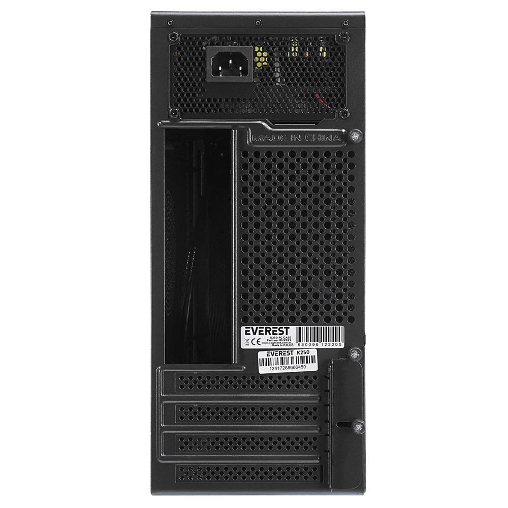 Everest K250 PEAK 250W MICRO PSU Siyah USB3.0+USB2.0+TYPE-C+HD AUDIO Kompakt Mid-T PC Kasası