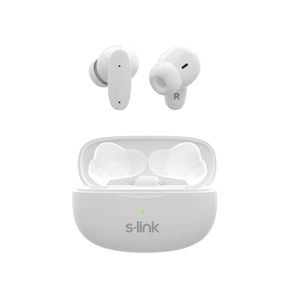 S-Link EARDOPES SL-TWS08 Beyaz 4 Mikrofonlu ENC Dual Mic TWS Bluetooth 5.3 Kablosuz Kulaklık 500mAh Type-C
