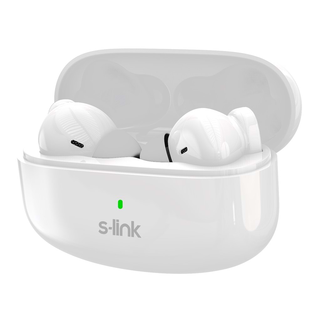 S-Link EARDOPES SL-TWS08 Beyaz 4 Mikrofonlu ENC Dual Mic TWS Bluetooth 5.3 Kablosuz Kulaklık 500mAh Type-C