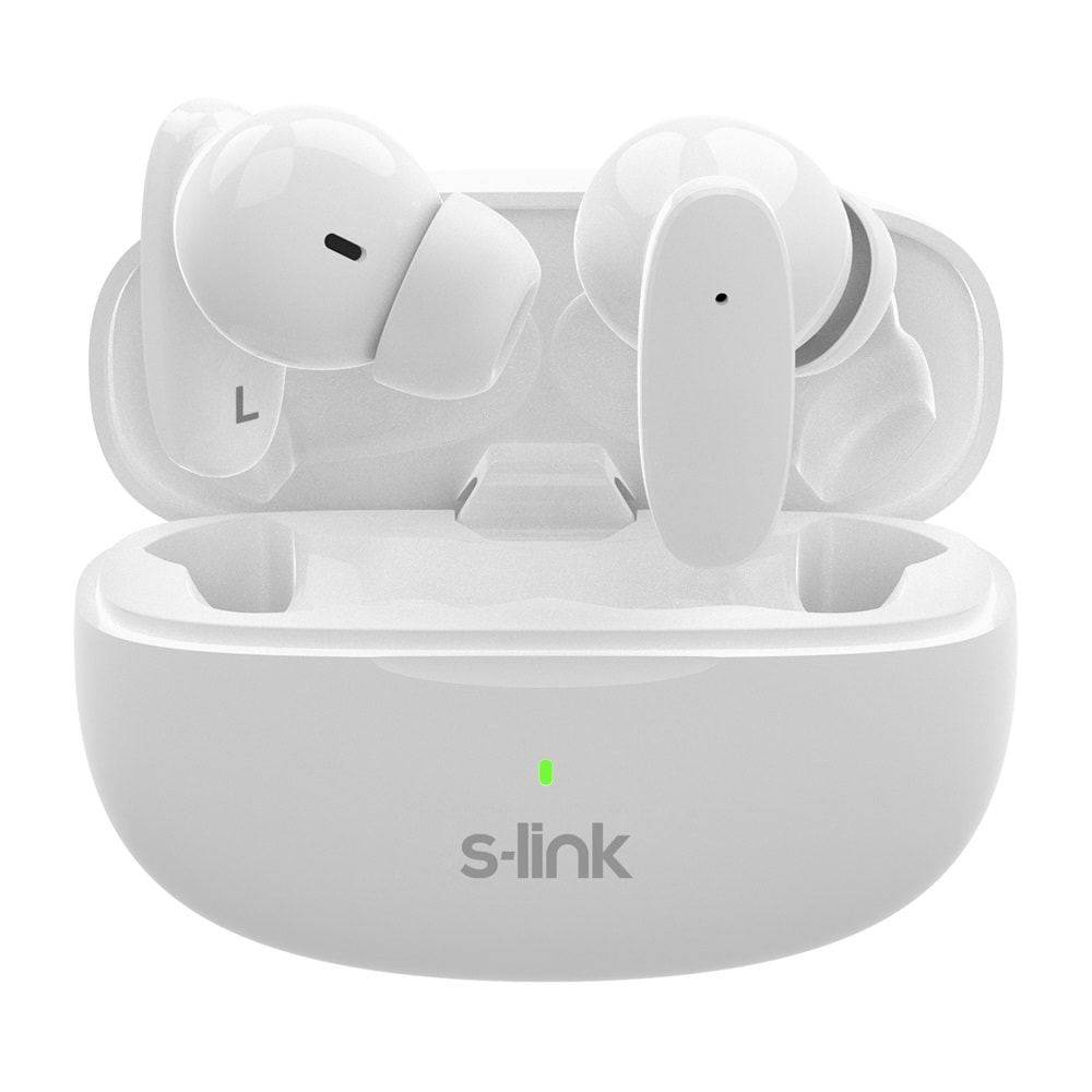 S-Link EARDOPES SL-TWS08 Beyaz 4 Mikrofonlu ENC Dual Mic TWS Bluetooth 5.3 Kablosuz Kulaklık 500mAh Type-C