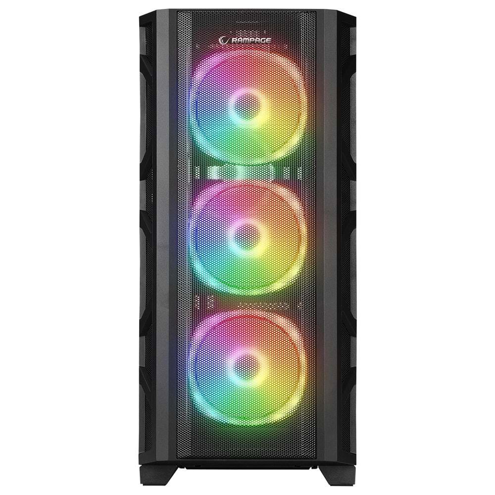 Rampage MASTER Mesh+Temperli Cam Dikey VGA Tutucu 4*ARGB Fan+Hub E-ATX Gaming Oyuncu Kasası