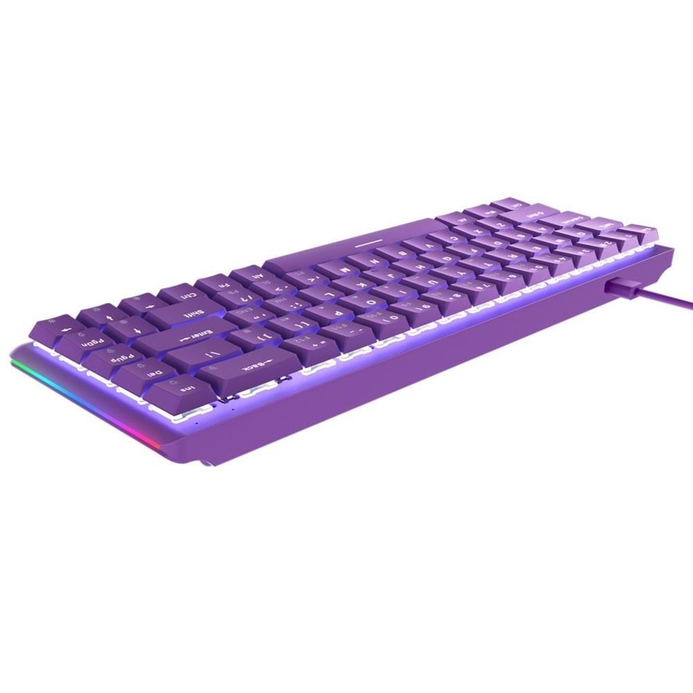 Rampage REBEL Mor Low Profile RED SWITCH Mekanik Gaming Oyuncu Klavye US Layout English Beyaz Işıklı