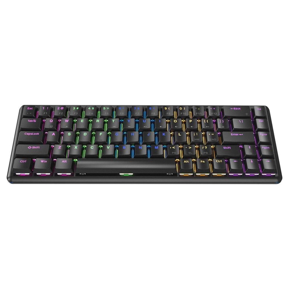 Rampage REBEL Siyah Low Profile RED SWITCH Mekanik Gaming Oyuncu Klavye US Layout Rainbow