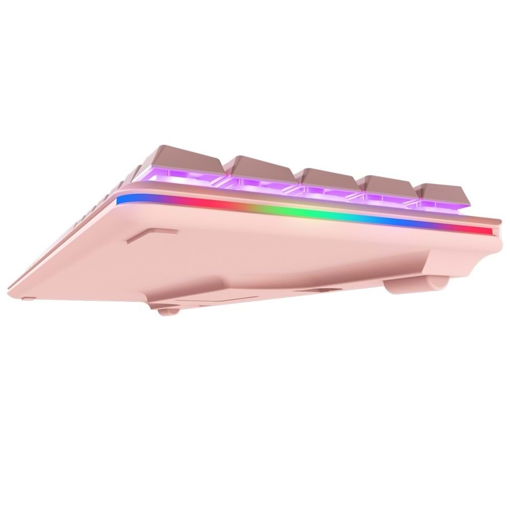 Rampage REBEL Pembe Low Profile BLUE SWITCH Mekanik Gaming Oyuncu Klavye US Layout English Rainbow