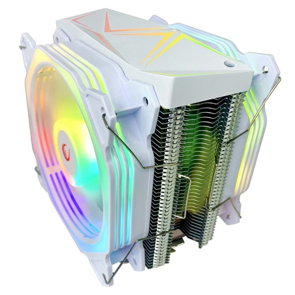 Rampage OCTAGON C60 Beyaz 57CFM 1800RPM 2x12cm ARGB AM5/LGA1700 Uyumlu Hava Soğutmalı CPU Fan