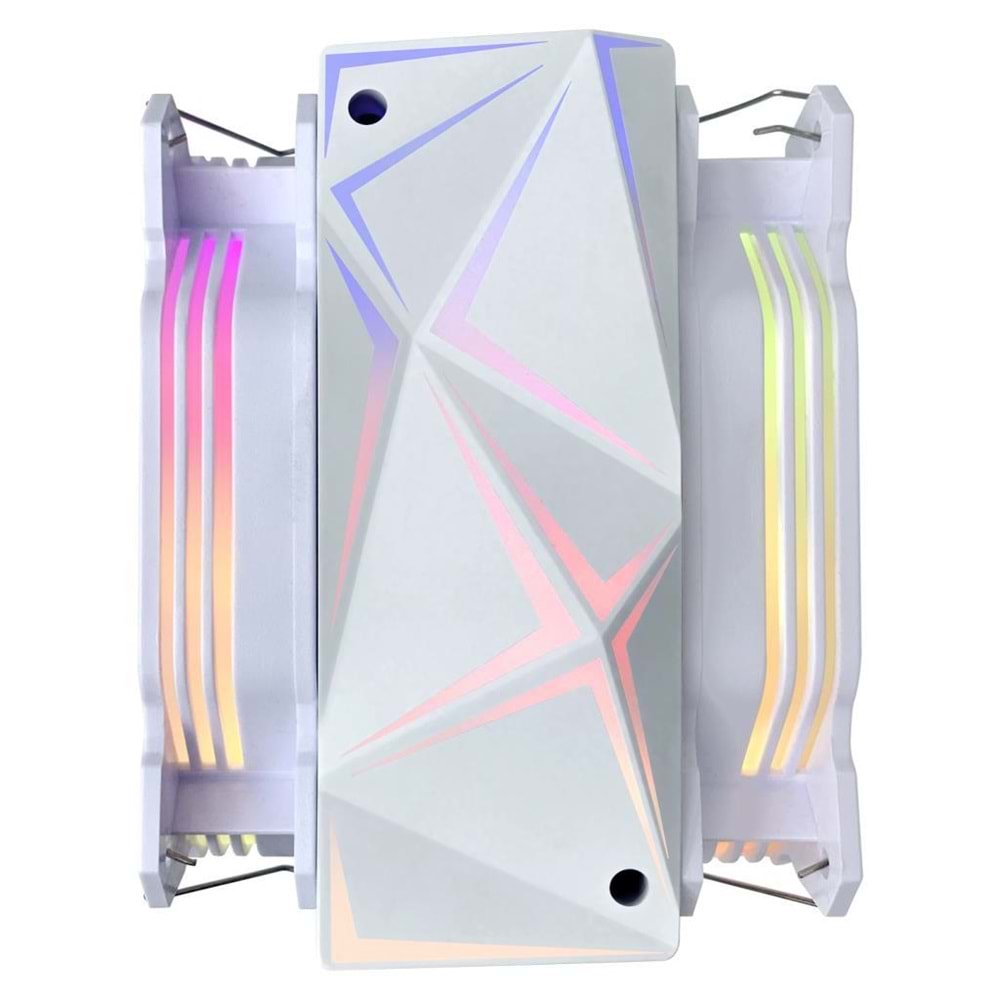 Rampage OCTAGON C60 Beyaz 57CFM 1800RPM 2x12cm ARGB AM5/LGA1700 Uyumlu Hava Soğutmalı CPU Fan