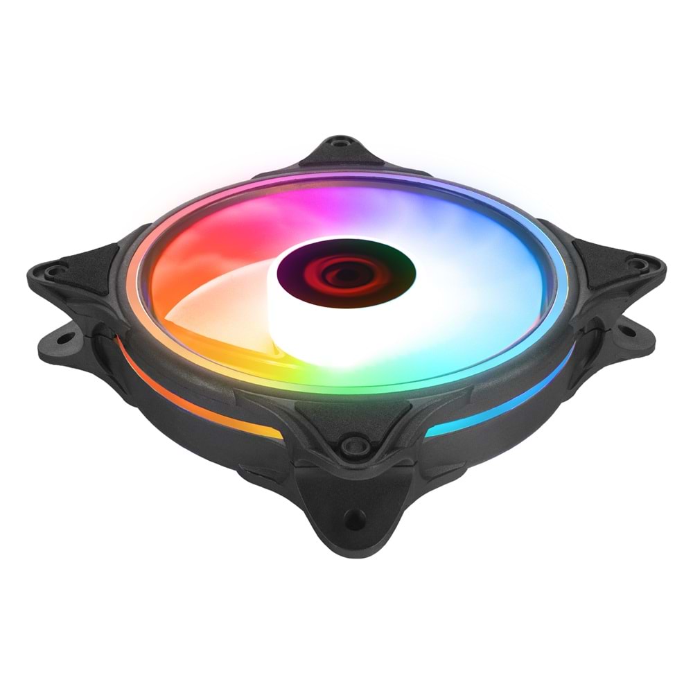 Rampage GLARE F50 38CFM 1200RPM 12cm Rainbow 3P+4P Molex Soketli Siyah Kasa Fanı