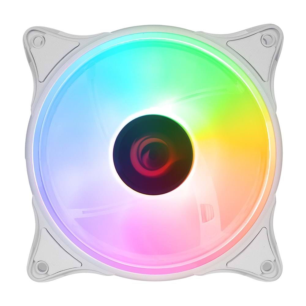 Rampage GLARE F50 38CFM 1200RPM 12cm Rainbow 3P+4P Molex Soketli Beyaz Kasa Fanı