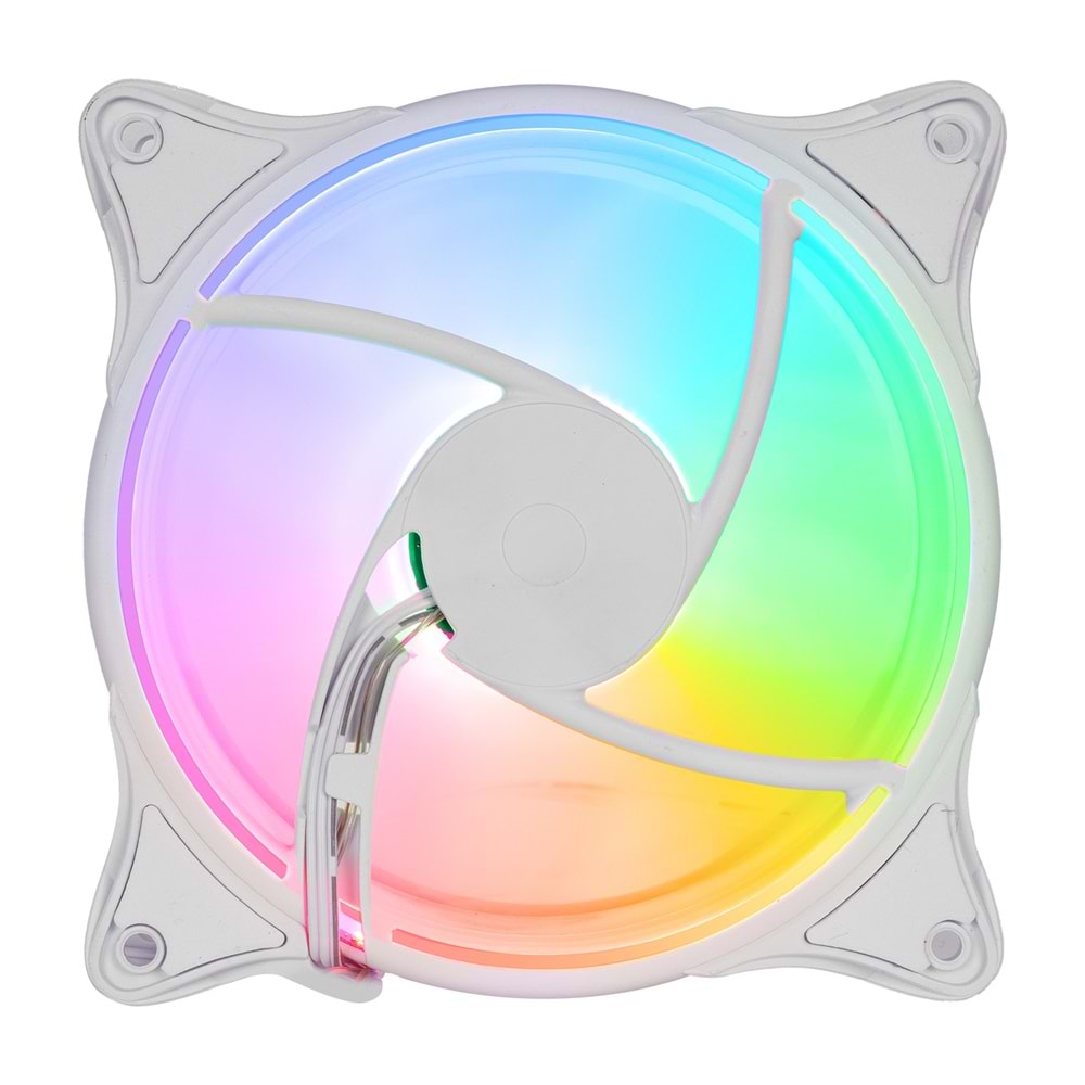 Rampage GLARE F50 38CFM 1200RPM 12cm Rainbow 3P+4P Molex Soketli Beyaz Kasa Fanı
