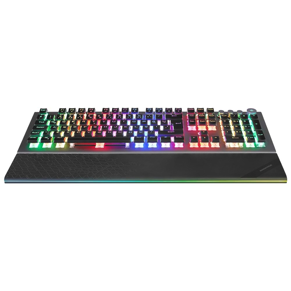Rampage KB-R101 IMPRESSIVE Gri/Siyah USB RGB Aydınlatmalı İnce Tasarım Red Switch Gaming Oyuncu Klavyesi Outlet