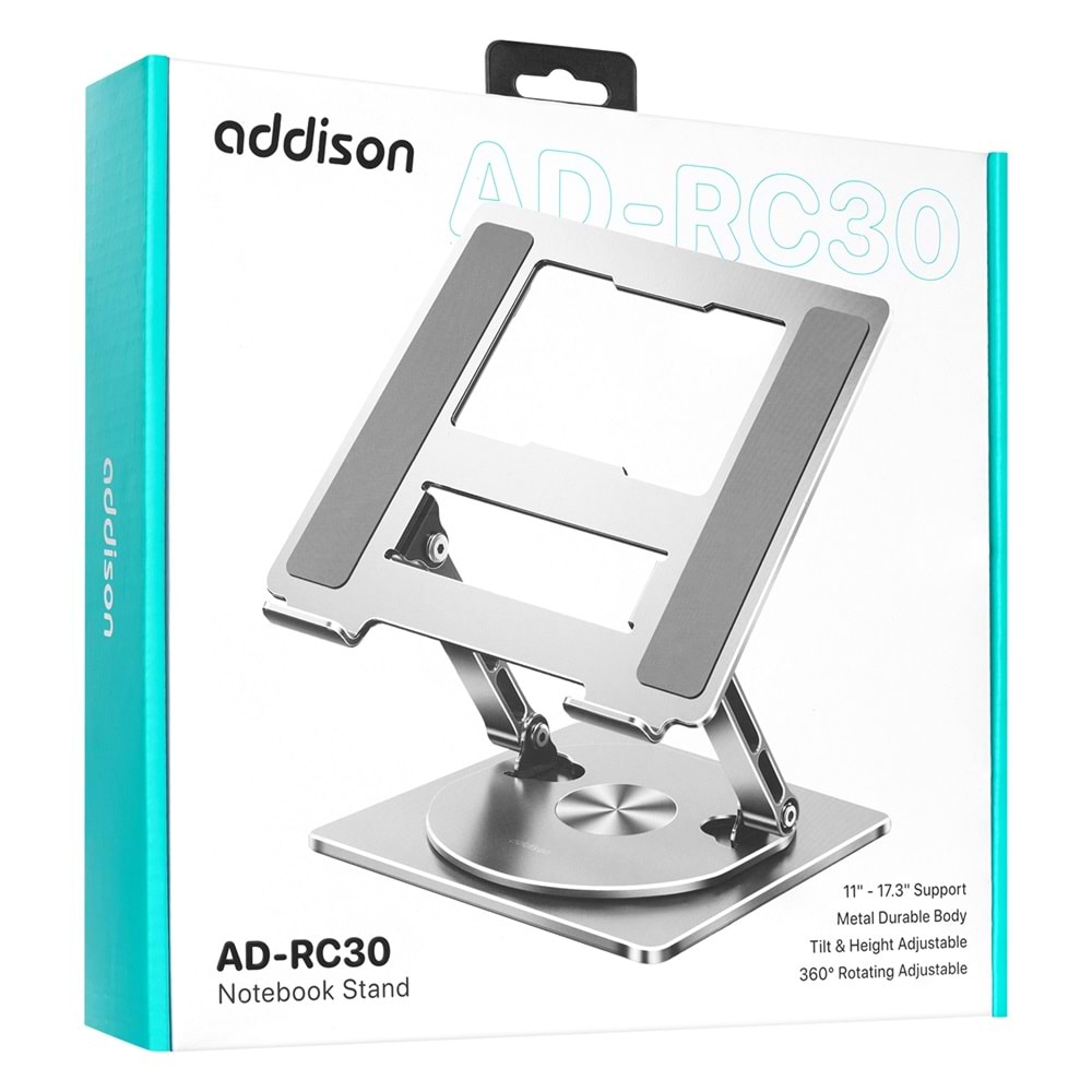 Addison AD-RC30 360 Derece Dönen Ayarlanabilir Katlanabilir Metal Notebook Laptop Yükseltici Stand