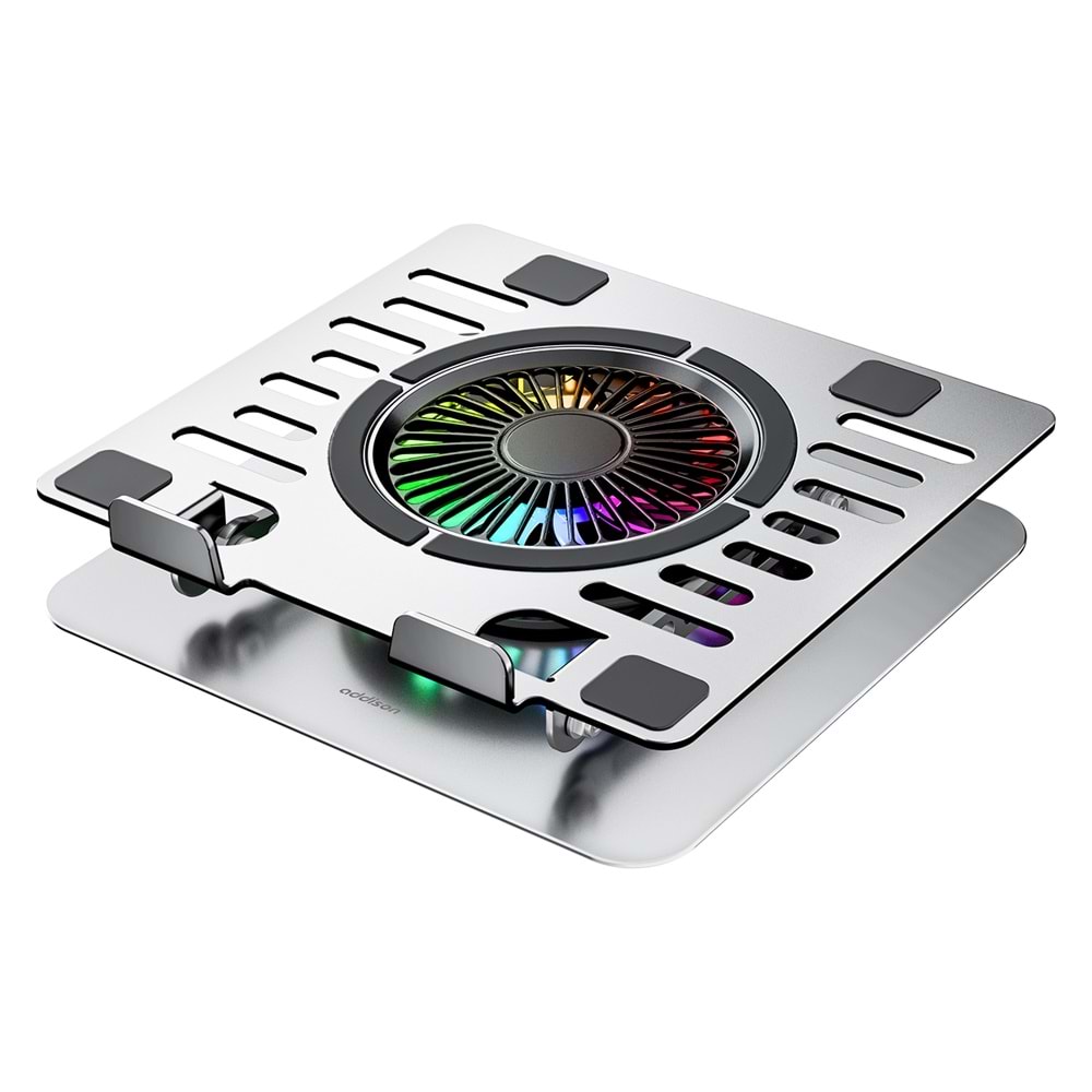 Addison AD-RC35 360 Derece Dönebilen Fanlı RGB Işıklı Ayarlanabilir Metal Laptop Soğutucu Stand